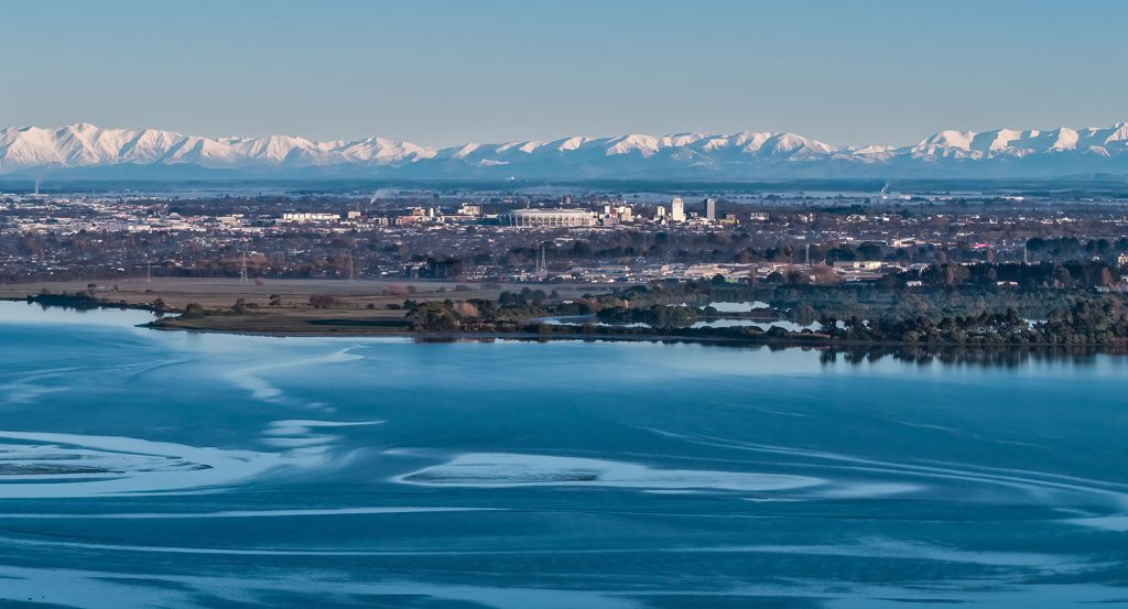 View of Ōtautahi from off Southshore, 15 June