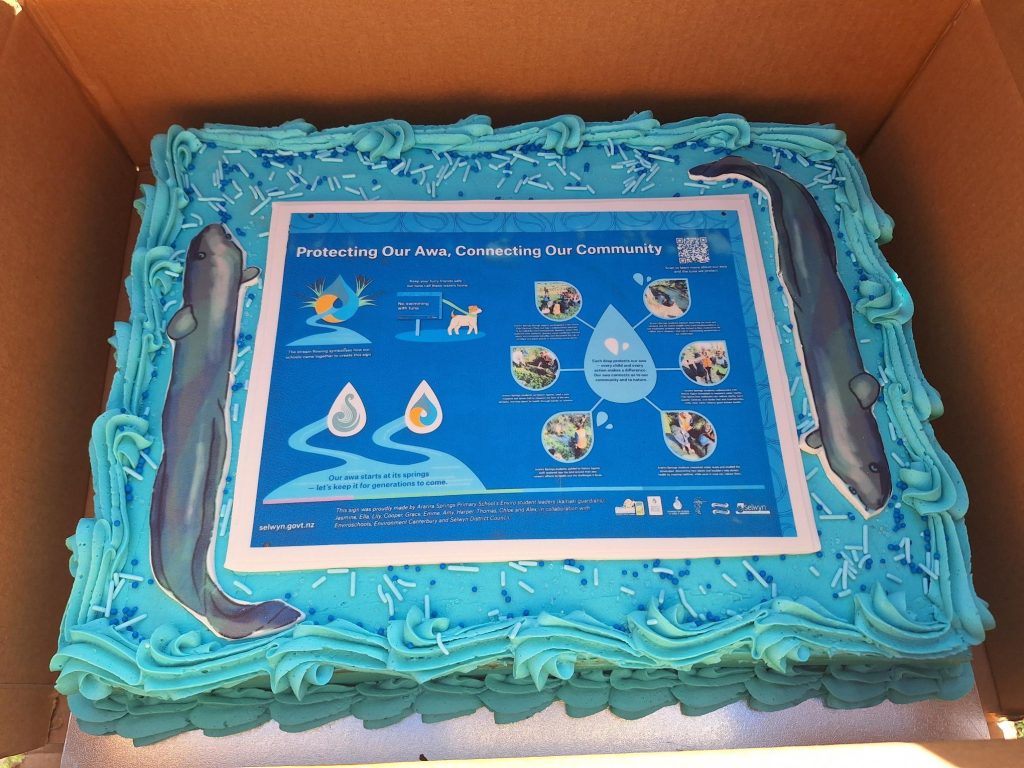 Eel cake. replica of other side of sign - Ararira School