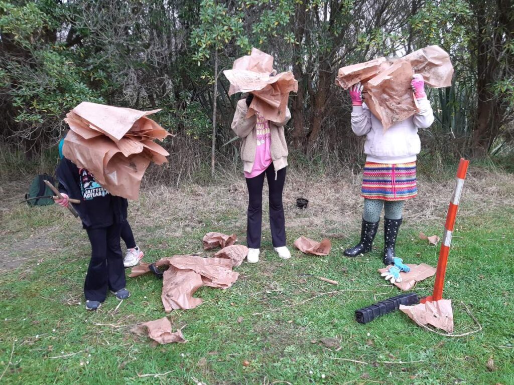 Faces hidden by plant guards